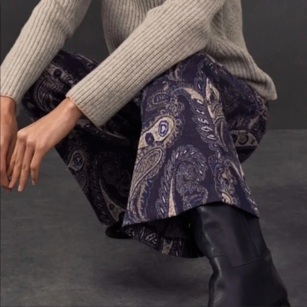 NWT Anthropologie Maeve Jacquard Flare Trousers 4 - Picture 4 of 5